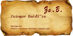 Zsingor Balázs névjegykártya